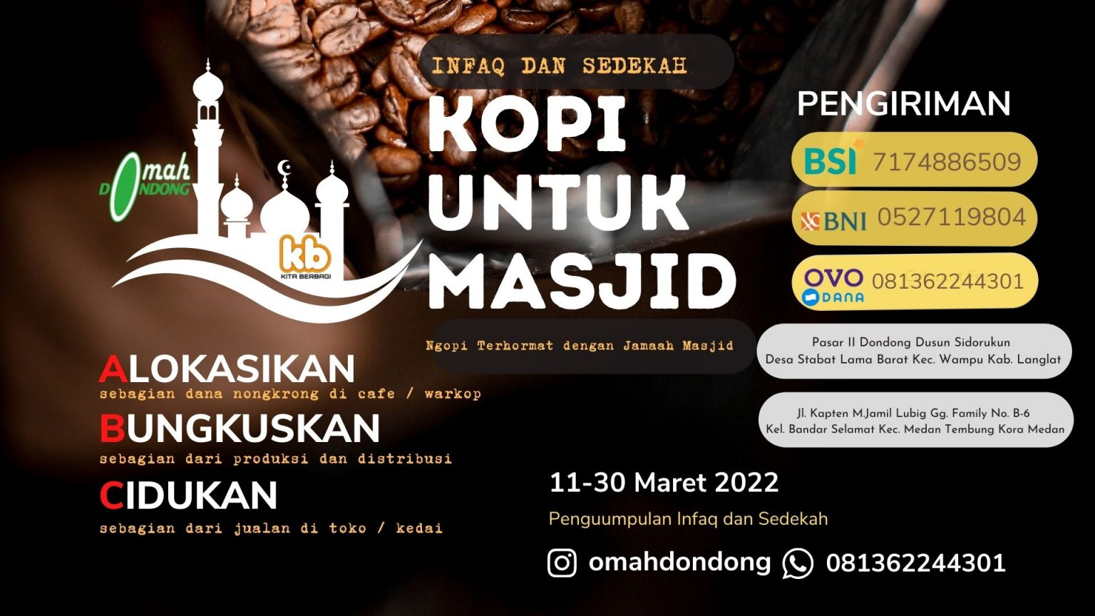 Kesempatan Sederhana Tunaikan Infaq Dan Sedekah Kopi Untuk Masjid